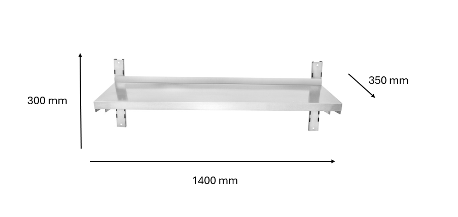 Etagère murale inox 1400 x 300 x 350 mm | CUIST STSW143