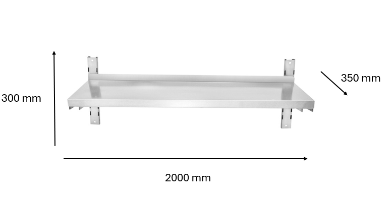 Etagère murale inox 2000 x 300 x 350 mm | CUIST STSW203