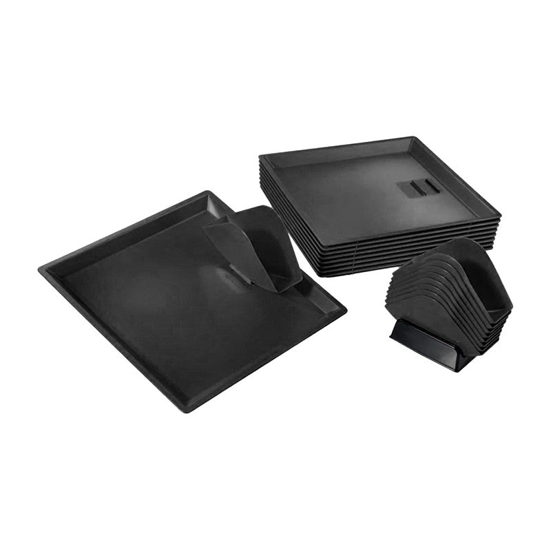 Lot de 15 plateaux de service à kébab + 15 pinces porte-sandwich - NOIR