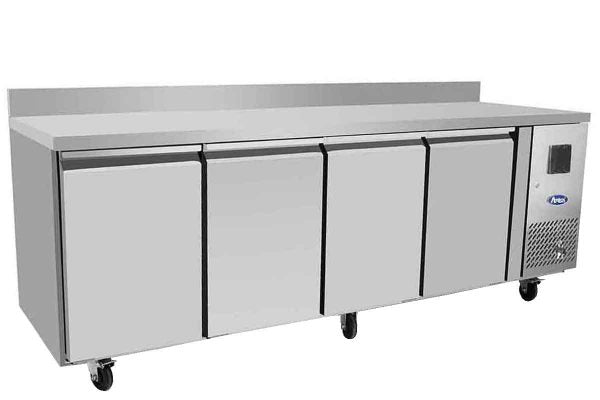 Table réfrigérée positive avec dosseret - 4 portes - Inox - EPF3441GR-SB - TABLE RÉFRIGÉRÉE INOX AVEC DOSSERET