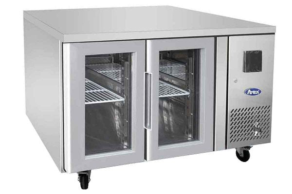Table réfrigérée positive GN1/1 vitrée - 2 portes - Inox - EPF3721GR - TABLE RÉFRIGÉRÉE INOX VITRÉE AVEC TIROIRS