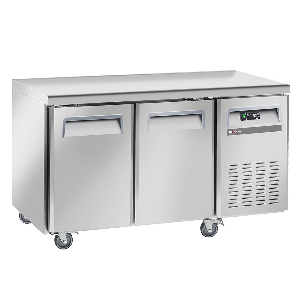 Table réfrigérée ventilée sur roues avec freins - 2 portes GN 1/1 - WR-GTN2-2N - TABLE RÉFRIGÉRÉE VENTILÉE INOX