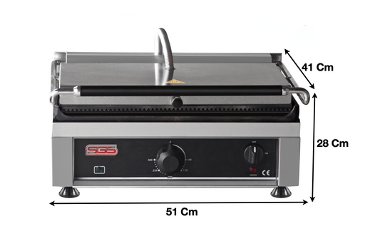 Machine à panini XL – Rainurée/Lisse - Marque: SGS GASTRO | TG-2745-E/G