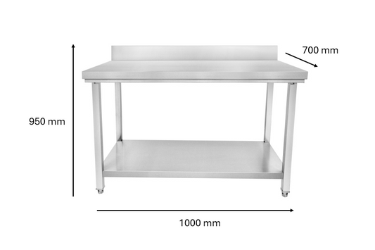 Table inox adossé 1000 x 700 x 950 mm | CUIST STTB107