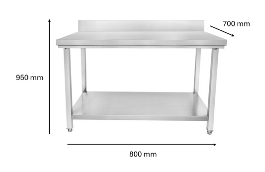 Table inox adossé 800 x 700 x 950 mm | CUIST STTB087