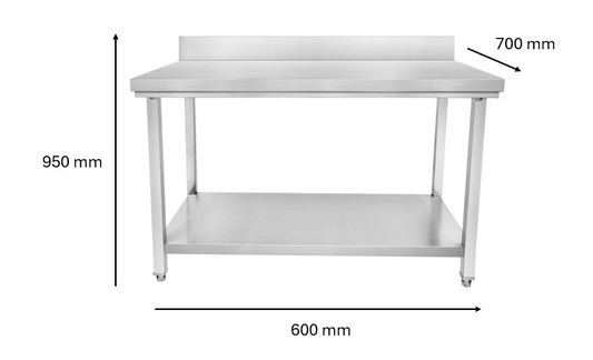 Table inox adossé 600 x 700 x 950 mm | CUIST STTB067