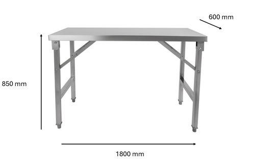 Table inox pliable 1800 x 600 x 850 mm | CUIST STTFD186