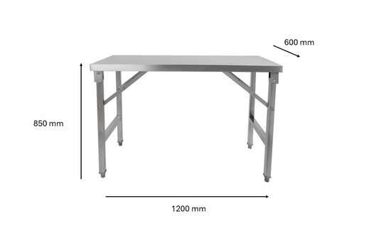 Table inox pliable 1200 x 600 x 850 mm | CUIST STTFD126