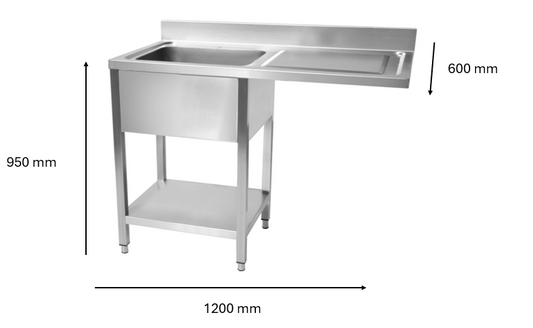 Plonge inox lave vaisselle 1200 x 600 x 950 mm | CUIST STSD126R