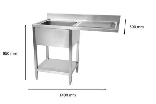 Plonge inox lave vaisselle 1400 x 600 x 950 mm | CUIST STSD146R