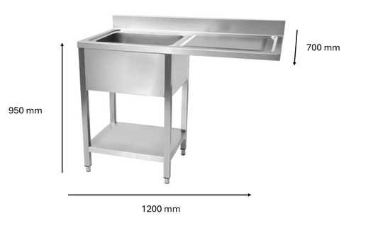 Plonge inox lave vaisselle 1200 x 700 x 950 mm | CUIST STSD127R