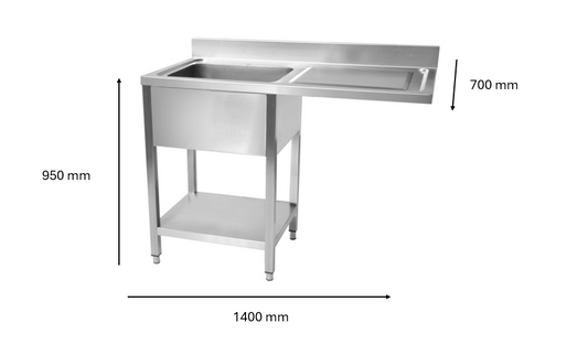 Plonge inox lave vaisselle 1400 x 700 x 950 mm | CUIST STSD147R