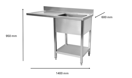 Plonge inox lave vaisselle 1400 x 600 x 950 mm | CUIST STSD146L