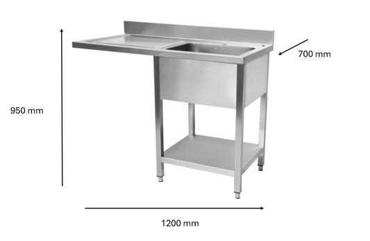 Plonge inox lave vaisselle 1200 x 700 x 950 mm | CUIST STSD127L