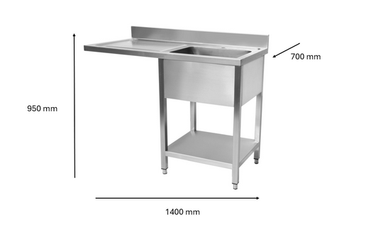 Plonge inox lave vaisselle 1400 x 700 x 950 mm | CUIST STSD147L