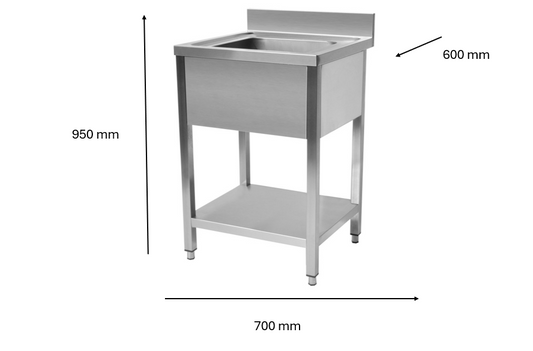 Plonge en inox 700 x 600 x 950 mm | CUIST STSK076