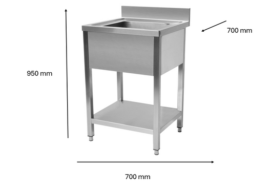 Plonge en inox 700 x 700 x 950 mm | CUIST STSK077