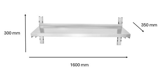 Etagère murale inox 1600 x 300 x 350 mm | CUIST STSW163