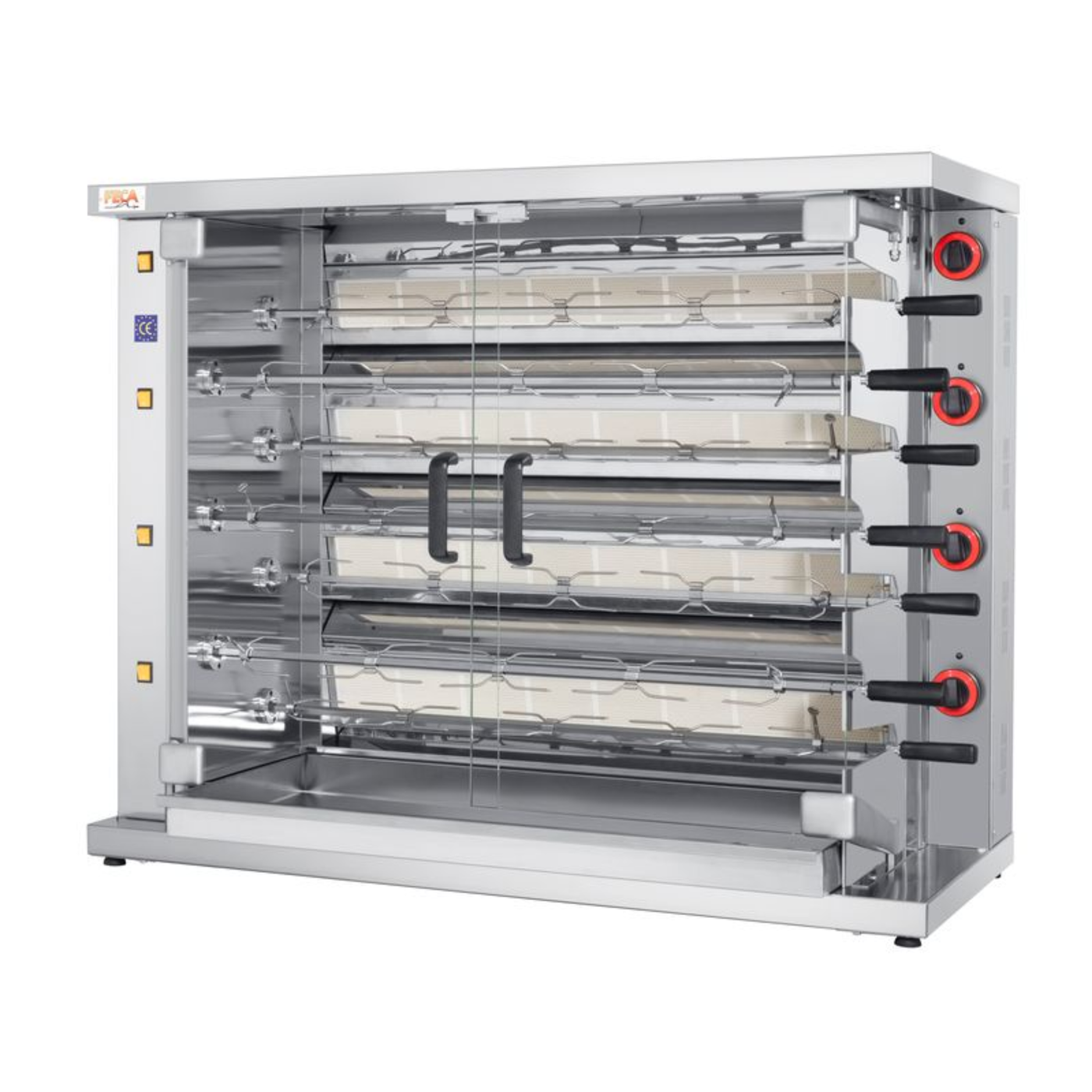 Rôtissoire à Gaz FECA IND 7 – 7 Broches – Capacité 35-42 Poulets – Série Industrielle Classique