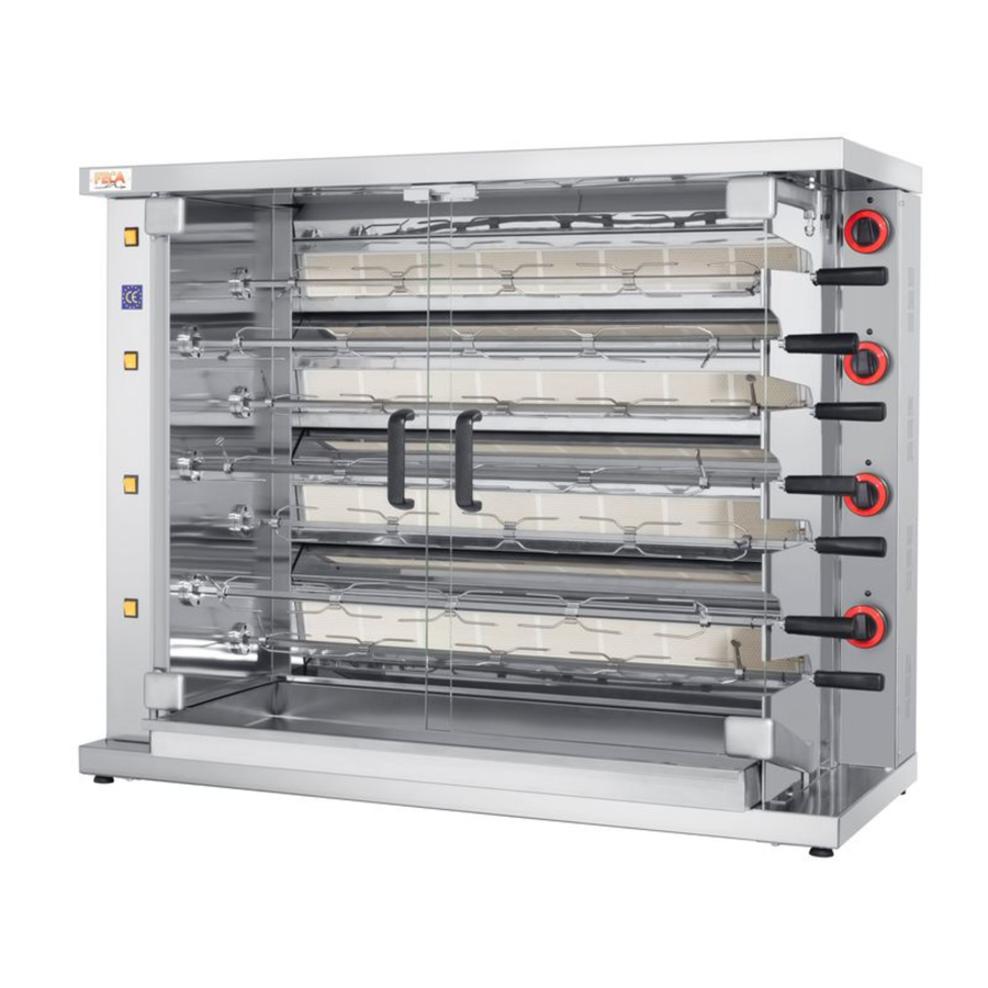 Rôtissoire à Gaz FECA IND 7 – 7 Broches – Capacité 35-42 Poulets – Série Industrielle Classique