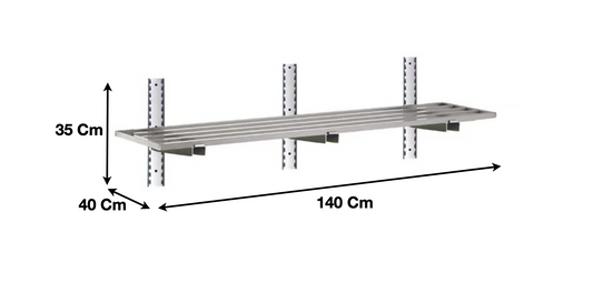 Etagère murale ajourée en inox 1400 x 400 x 350 mm | CUIST STSA144