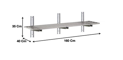 Etagère murale ajourée en inox 1600 x 400 x 350 mm | CUIST STSA164