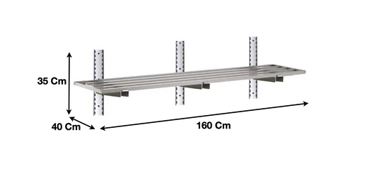 Etagère murale ajourée en inox 1600 x 400 x 350 mm | CUIST STSA164