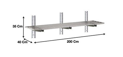 Etagère murale ajourée en inox 2000 x 400 x 350 mm | CUIST STSA204