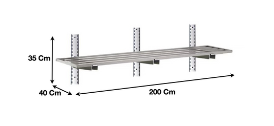 Etagère murale ajourée en inox 2000 x 400 x 350 mm | CUIST STSA204