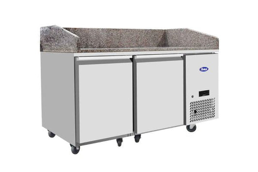 Table à pizzas réfrigérée avec dosseret - 2 portes - Inox et granit - EPF3495GR - TABLE A PIZZAS A DOSSERET