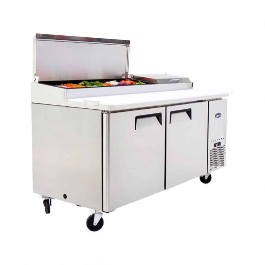 Table réfrigérée de préparation à pizzas - 2 portes - Inox - MPF8202GR - TABLE DE PRÉPARATION A PIZZAS