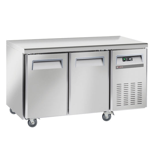 Table réfrigérée ventilée sur roues avec freins - 2 portes GN 1/1 - WR-GTN2-2N - TABLE RÉFRIGÉRÉE VENTILÉE INOX