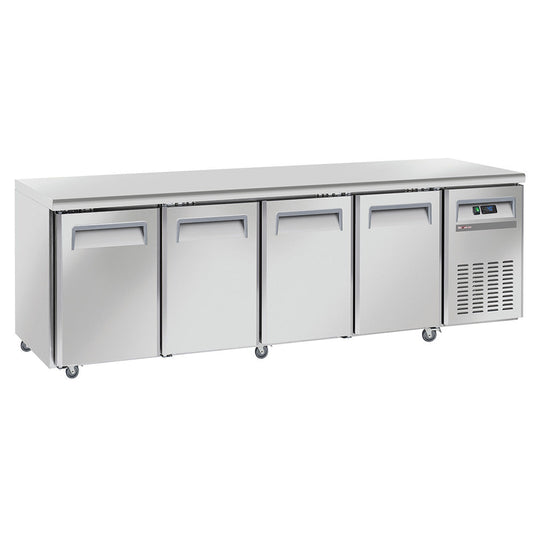 Table réfrigérée ventilée sur roues avec freins - 4 portes GN 1/1 - WR-GTN4-3N - TABLE RÉFRIGÉRÉE INOX