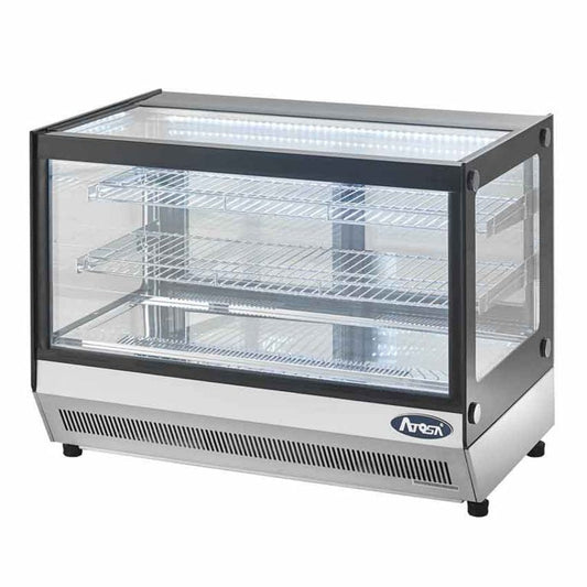 Vitrine droite réfrigérée de comptoir - 120 L - Inox - WTF120L - VITRINE DE COMPTOIR